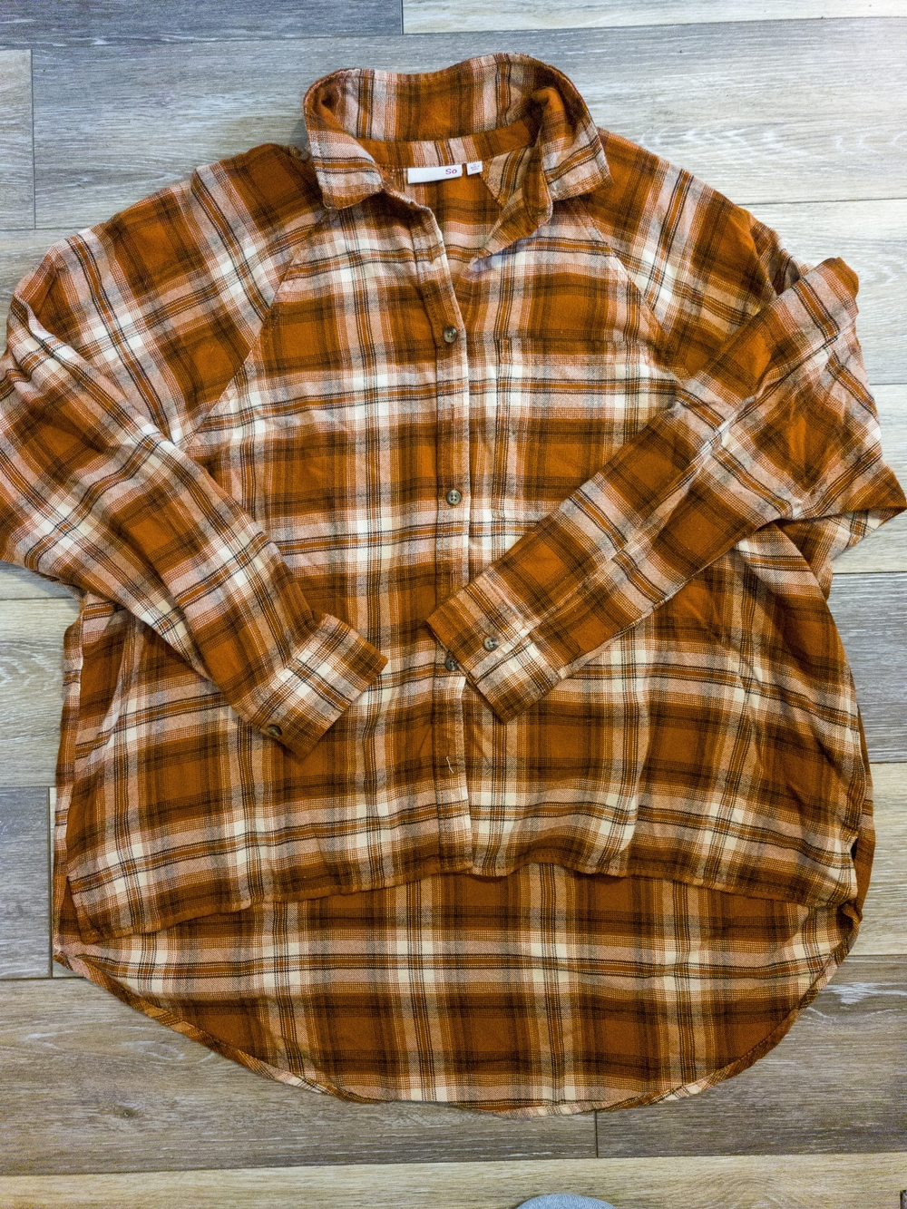 Men's Rust Plaid Button-Up Shirt - Unbranded